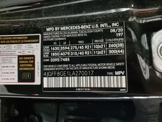 2020 Mercedes-Benz GLS with VIN 4JGFF8GE1LA270017, listed as a Copart auction lot 75921354 with 51,242 mi miles and Clean Title. Bid and sale history available at carsss.com. Image 13.