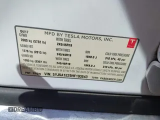 2017 Tesla Model S 100D with VIN 5YJSA1E29HF193543, listed as a IAAI auction lot 41903052 with 120,239 mi miles. Bid and sale history available at carsss.com. Image 9.