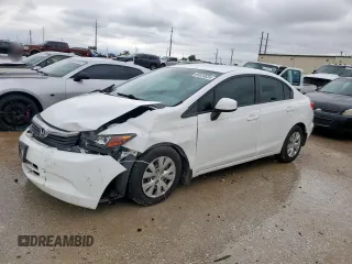 2012 Honda Civic LX z VIN 2HGFB2F50CH607469, wystawiony jako Copart lot #55878635 z przebiegiem 86 975 mil mil oraz Szkoda całkowita • Salvage title. Historia ofert i sprzedaży dostępna na DreamBid. Obrazek 1.