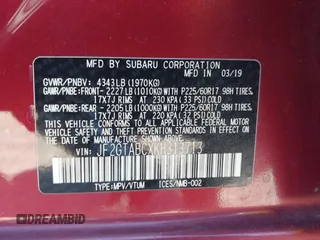 2019 Subaru Crosstrek с VIN JF2GTABCXKH313713, выставлен на аукционе IAAI как лот 41848547 с пробегом 64 488 миль миль и . История ставок и продаж доступна на DreamBid. Изображение 9.