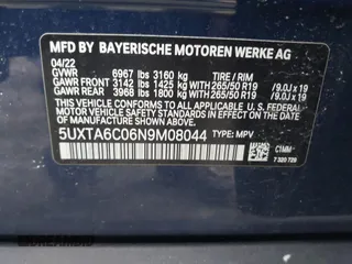 2022 BMW X5 xDrive45e with VIN 5UXTA6C06N9M08044, listed as a IAAI auction lot 42178453 with Not provided miles and . Bid and sale history available at DreamBid. Image 9.