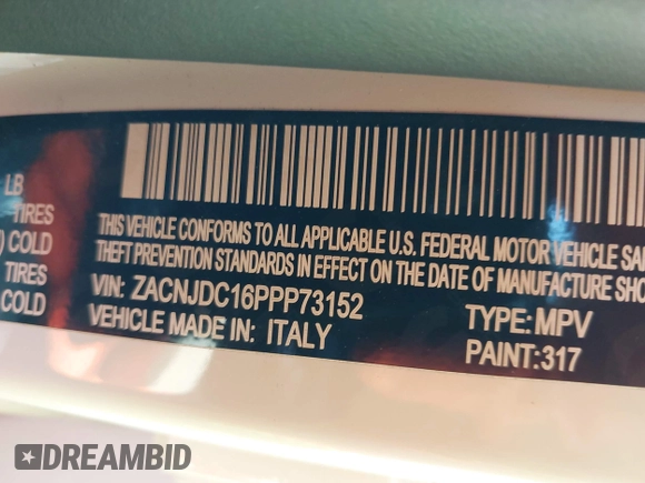 2023 Jeep Renegade Trailhawk z VIN ZACNJDC16PPP73152, wystawiony jako IAAI lot #42128199 z przebiegiem 2 779 mil mil oraz . Historia ofert i sprzedaży dostępna na DreamBid. Obrazek 9.