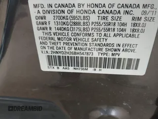 2011 Acura MDX with VIN 2HNYD2H26BH547873, listed as a IAAI auction lot 42061470 with 179,997 mi miles. Bid and sale history available at carsss.com. Image 9.