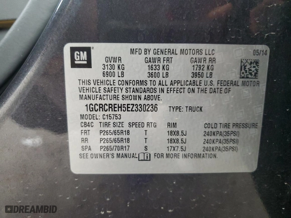 2014 Chevrolet Silverado 1500 LT with VIN 1GCRCREH5EZ330236, listed as a Copart auction lot 48247735 with 163,686 mi miles and Salvage Title. Bid and sale history available at carsss.com. Image 13.