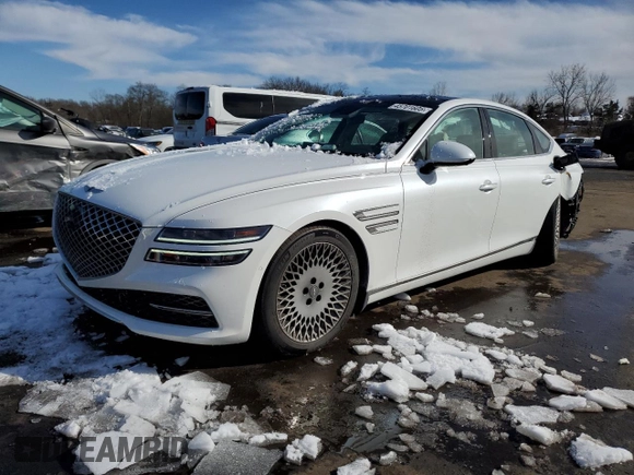 2022 Genesis G80 2.5T with VIN KMTGB4SC3NU092276, listed as a Copart auction lot 45701605 with 22,881 mi miles and Salvage Title. Bid and sale history available at carsss.com. Image 1.