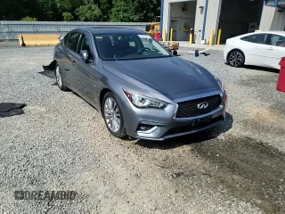 2018 Infiniti Q50 Luxe with VIN JN1EV7AR8JM443555, listed as a Copart auction lot 59691455 with 65,615 mi miles and Salvage title. Bid and sale history available at DreamBid. Image 13.