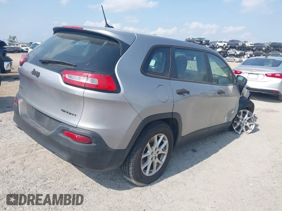 2015 Jeep Cherokee Sport with VIN 1C4PJMAB5FW533972, listed as a IAAI auction lot 41865291 with 106,063 mi miles. Bid and sale history available at carsss.com. Image 4.