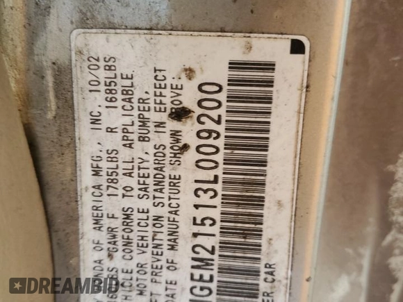 2003 Honda Civic LX with VIN 1HGEM21513L009200, listed as a Copart auction lot 77019464 with Not Provided miles and Salvage Title. Bid and sale history available at DreamBid. Image 13.