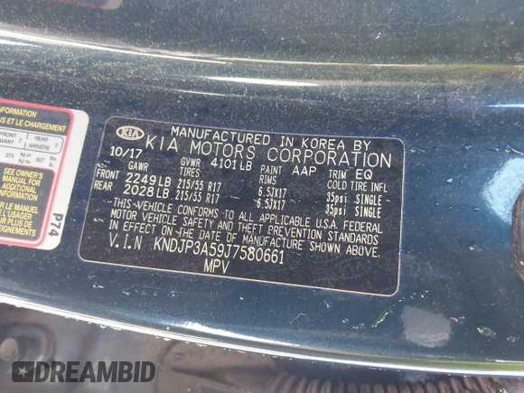 2018 Kia Soul + with VIN KNDJP3A59J7580661, listed as a IAAI auction lot 41866470 with 116,006 mi miles and . Bid and sale history available at DreamBid. Image 9.