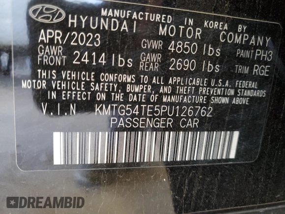 2023 Genesis G70 3.3T with VIN KMTG54TE5PU126762, listed as a Copart auction lot 59840044 with 9,048 mi miles and Clean Title. Bid and sale history available at carsss.com. Image 12.