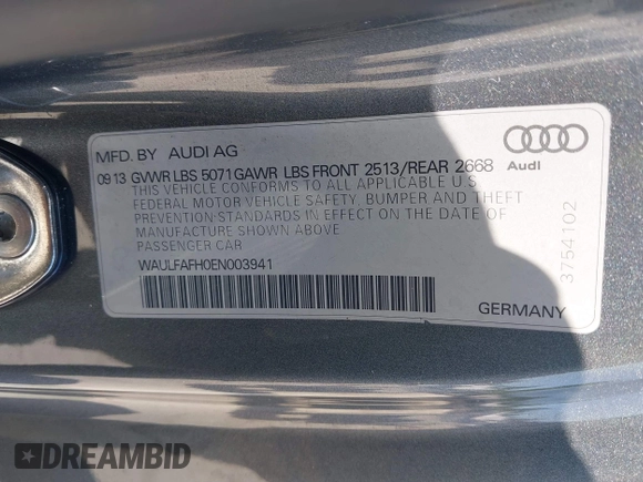 2014 Audi A5 Premium Plus z VIN WAULFAFH0EN003941, wystawiony jako IAAI lot #42406249 z przebiegiem 120 501 mil mil oraz . Historia ofert i sprzedaży dostępna na DreamBid. Obrazek 9.