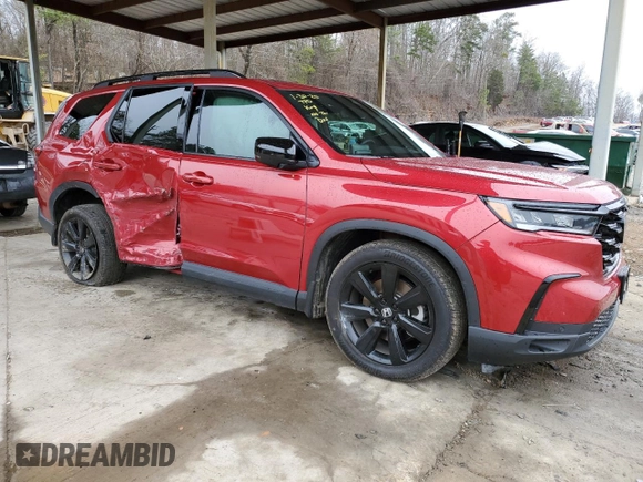 2025 Honda Pilot Black Edition with VIN 5FNYG1H91SB029776, listed as a Copart auction lot 44060215 with 9,720 mi miles and Salvage Title. Bid and sale history available at carsss.com. Image 4.