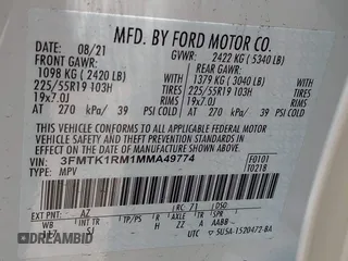 2021 Ford Mustang Mach-E Select z VIN 3FMTK1RM1MMA49774, wystawiony jako IAAI lot #42462914 z przebiegiem 16 754 mil mil oraz . Historia ofert i sprzedaży dostępna na DreamBid. Obrazek 9.