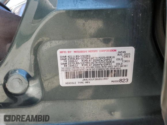 2006 Mitsubishi Outlander LS with VIN JA4LX31F26U011557, listed as a Copart auction lot 75956734 with 160,680 mi miles and Salvage Title. Bid and sale history available at carsss.com. Image 12.