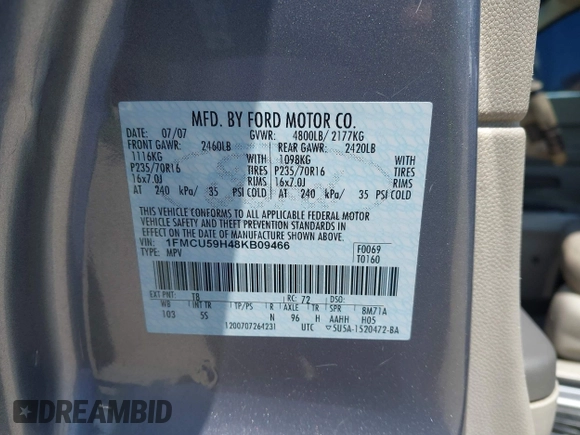2008 Ford Escape Hybrid с VIN 1FMCU59H48KB09466, выставлен на аукционе IAAI как лот 42597739 с пробегом 145 559 миль миль и . История ставок и продаж доступна на DreamBid. Изображение 9.