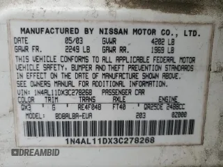 2003 Nissan Altima S with VIN 1N4AL11DX3C278268, listed as a Copart auction lot 50234675 with 0 mi miles and Salvage Title. Bid and sale history available at carsss.com. Image 15.