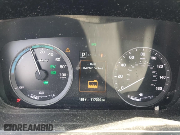 2017 Hyundai Sonata Hybrid Limited with VIN KMHE34L1XHA054805, listed as a Copart auction lot 63277533 with 117,229 mi miles. Bid and sale history available at carsss.com. Image 9.