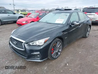 2018 Infiniti Q50 RED SPORT 400 with VIN JN1FV7ARXJM481650, listed as a IAAI auction lot 41572515 with 75,957 mi miles. Bid and sale history available at carsss.com. Image 17.