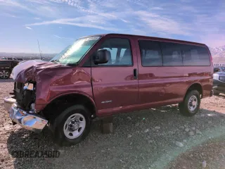 2006 Chevrolet Express Passenger z VIN 1GAHG35U361272100, wystawiony jako Copart lot #80894584 z przebiegiem 195 675 mil mil oraz Szkody całkowita. Historia ofert i sprzedaży dostępna na DreamBid. Obrazek 1.