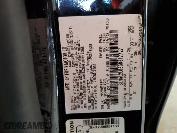 2016 Lincoln MKZ Hybrid with VIN 3LN6L2LU6GR617727, listed as a Copart auction lot 55113975 with 348,171 mi miles and Salvage Title. Bid and sale history available at DreamBid. Image 13.