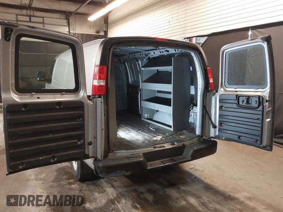 2018 Chevrolet Express Cargo Van with VIN 1GCWGAFG6J1226085, listed as a IAAI auction lot 41952268 with 53,293 mi miles. Bid and sale history available at carsss.com. Image 3.
