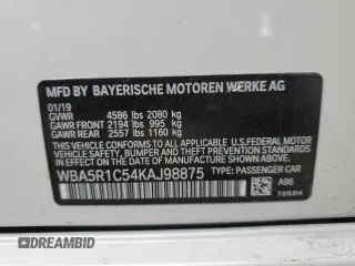 2019 BMW 3 Series 330i with VIN WBA5R1C54KAJ98875, listed as a Copart auction lot 50037465 with 32,170 mi miles and Salvage Title. Bid and sale history available at carsss.com. Image 13.