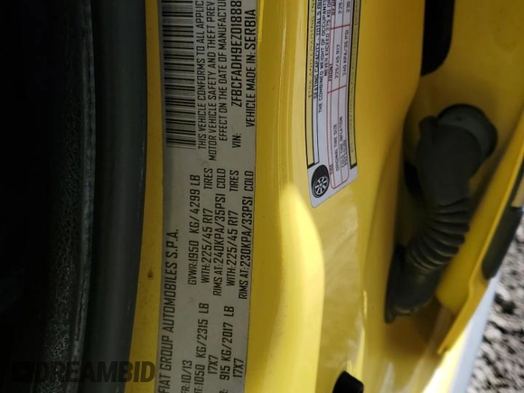 2014 FIAT 500L Trekking with VIN ZFBCFADH9EZ018889, listed as a Copart auction lot 71537264 with 76,430 mi miles and Salvage Title. Bid and sale history available at carsss.com. Image 14.