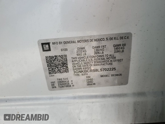 2020 Chevrolet Blazer LT z VIN 3GNKBCRS8LS702225, wystawiony jako Copart lot #55178455 z przebiegiem Nie podano mil oraz Szkoda całkowita • Salvage title. Historia ofert i sprzedaży dostępna na DreamBid. Obrazek 12.