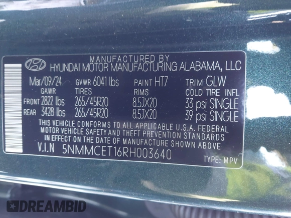 2024 Genesis GV70 Advanced with VIN 5NMMCET16RH003640, listed as a IAAI auction lot 41406634 with 8,250 mi miles and . Bid and sale history available at DreamBid. Image 9.