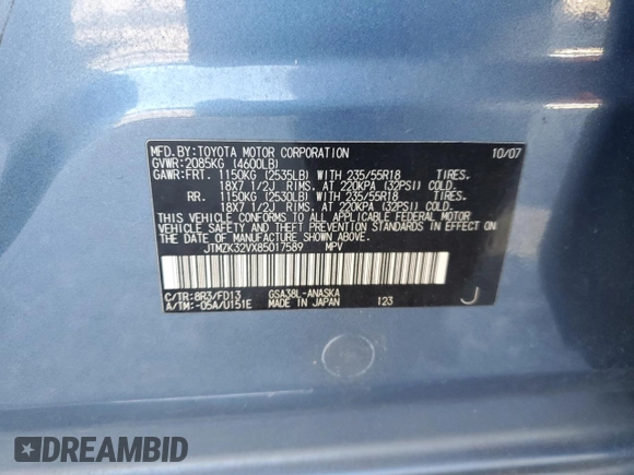 2008 Toyota RAV4 Sport with VIN JTMZK32VX85017589, listed as a Copart auction lot 45153035 with 250,743 mi miles and Salvage title. Bid and sale history available at DreamBid. Image 13.