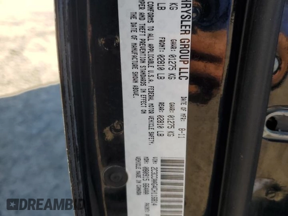 2012 Chrysler 300 with VIN 2C3CCAAG4CH116814, listed as a Copart auction lot 51655975 with 138,371 mi miles and Salvage Title. Bid and sale history available at DreamBid. Image 14.