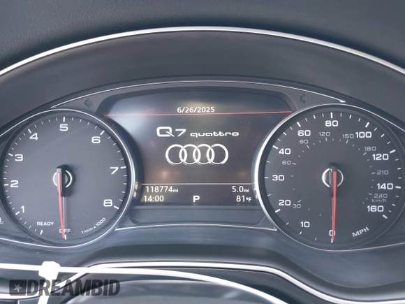 2017 Audi Q7 Premium Plus with VIN WA1LAAF79HD033100, listed as a IAAI auction lot 42614847 with 118,774 mi miles and . Bid and sale history available at DreamBid. Image 15.