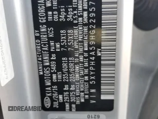 2017 Kia Sorento EX V6 with VIN 5XYPH4A59HG229579, listed as a Copart auction lot 41454795 with 67,064 mi miles and Non Repairable. Bid and sale history available at carsss.com. Image 14.