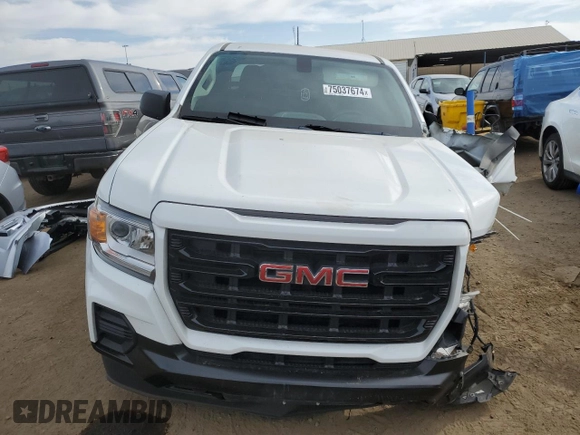 2021 GMC Canyon 4WD Elevation Standard with VIN 1GTH6BEN2M1135093, listed as a Copart auction lot 75037674 with 107,467 mi miles and Salvage Title. Bid and sale history available at carsss.com. Image 5.