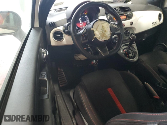 2015 FIAT 500 Abarth with VIN 3C3CFFFHXFT601900, listed as a Copart auction lot 62827495 with 21,274 mi miles and Salvage title. Bid and sale history available at DreamBid. Image 8.