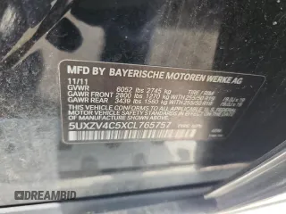 2012 BMW X5 35i with VIN 5UXZV4C5XCL765757, listed as a Copart auction lot 64497535 with 178,836 mi miles and Salvage title. Bid and sale history available at DreamBid. Image 13.