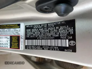 2014 Toyota Camry SE with VIN 4T1BK1FK6EU542541, listed as a Copart auction lot 51545625 with 65,606 mi miles and Clean Title. Bid and sale history available at carsss.com. Image 12.