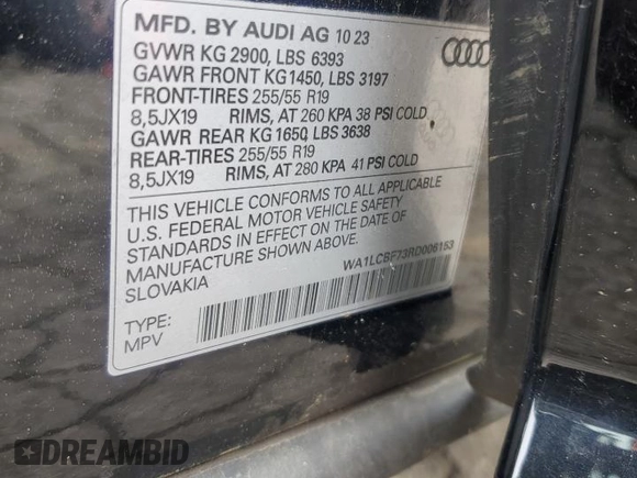 2024 Audi Q7 Premium Plus with VIN WA1LCBF73RD006153, listed as a Copart auction lot 54344995 with 12,063 mi miles and Salvage Title. Bid and sale history available at carsss.com. Image 13.