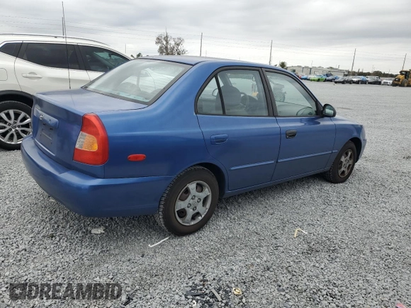 2002 Hyundai Accent GL with VIN KMHCG45C82U355914, listed as a Copart auction lot 89006295 with 60,907 mi miles and Clean Title. Bid and sale history available at carsss.com. Image 3.