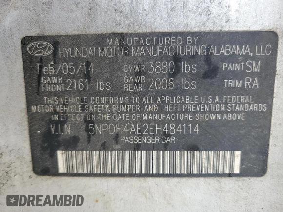 2014 Hyundai Elantra SE с VIN 5NPDH4AE2EH484114, выставлен на аукционе Copart как лот 53851635 с пробегом 238 417 миль миль и Списание • Salvage title. История ставок и продаж доступна на DreamBid. Изображение 12.