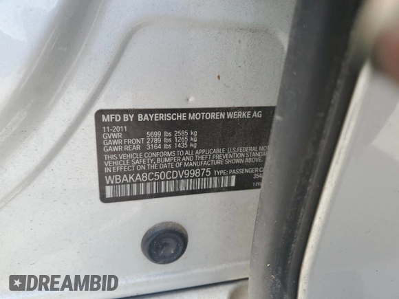2012 BMW 7 Series 750i with VIN WBAKA8C50CDV99875, listed as a Copart auction lot 61663985 with 145,289 mi miles and Clean title. Bid and sale history available at DreamBid. Image 12.