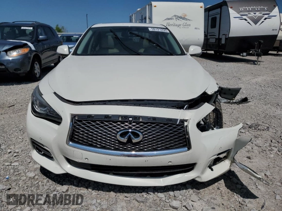 2015 Infiniti Q50 Premium with VIN JN1BV7AR9FM392349, listed as a Copart auction lot 59121255 with 104,199 mi miles and Salvage title. Bid and sale history available at DreamBid. Image 5.