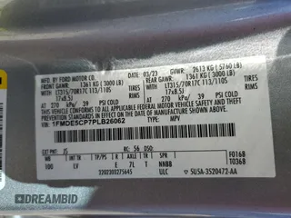 2023 Ford Bronco z VIN 1FMDE5CP7PLB26062, wystawiony jako Copart lot #76208154 z przebiegiem 17 688 mil mil oraz Szkoda całkowita • Salvage title. Historia ofert i sprzedaży dostępna na DreamBid. Obrazek 13.