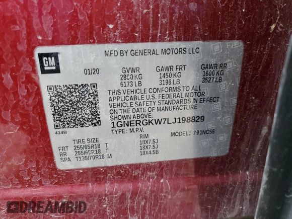2020 Chevrolet Traverse LT Cloth with VIN 1GNERGKW7LJ198829, listed as a Copart auction lot 47864175 with 73,707 mi miles and Salvage Title. Bid and sale history available at carsss.com. Image 13.