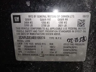 2014 Chevrolet Equinox LT with VIN 2GNFLGE34E6106874, listed as a IAAI auction lot 41506333 with 138,578 mi miles. Bid and sale history available at carsss.com. Image 9.