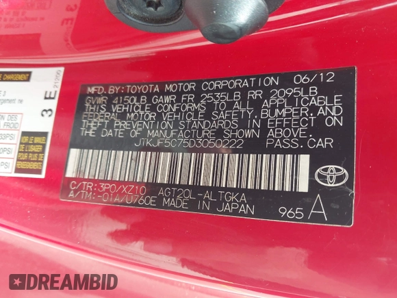 2013 Scion tC z VIN JTKJF5C75D3050222, wystawiony jako IAAI lot #42283520 z przebiegiem 95 129 mil mil oraz . Historia ofert i sprzedaży dostępna na DreamBid. Obrazek 9.