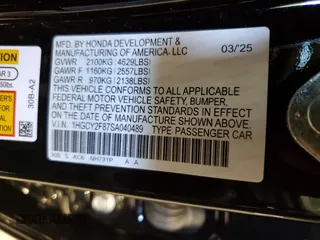 2025 Honda Accord Touring with VIN 1HGCY2F87SA040489, listed as a Copart auction lot 60786325 with 32 mi miles and Salvage title. Bid and sale history available at DreamBid. Image 12.