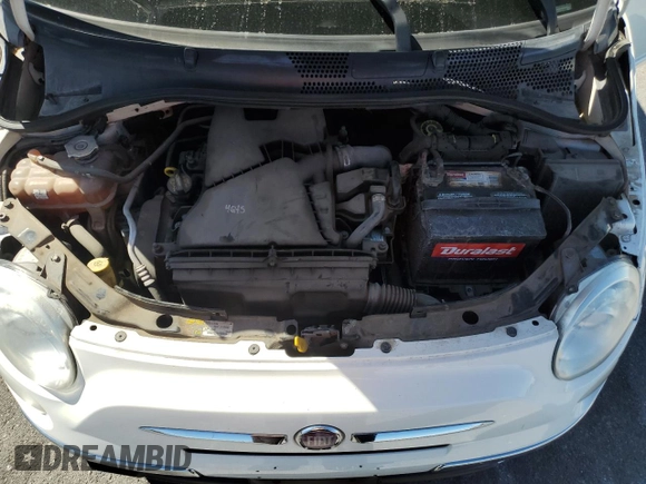 2012 FIAT 500 Lounge with VIN 3C3CFFERXCT370485, listed as a Copart auction lot 57119785 with 108,721 mi miles and Salvage title. Bid and sale history available at DreamBid. Image 11.