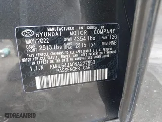 2022 Hyundai Sonata SEL with VIN KMHL64JA0NA227650, listed as a IAAI auction lot 41534485 with 38,082 mi miles. Bid and sale history available at carsss.com. Image 9.
