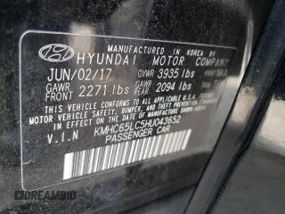 2017 Hyundai Ioniq Blue z VIN KMHC65LC5HU043652, wystawiony jako Copart lot #56003025 z przebiegiem Nie podano mil oraz Szkoda całkowita • Salvage title. Historia ofert i sprzedaży dostępna na DreamBid. Obrazek 12.